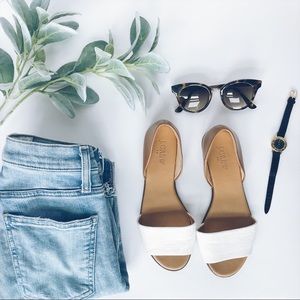 J. Crew White & Brown Leather Sandal Size 6